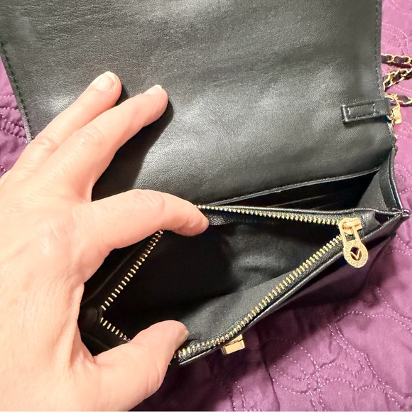 Valentino Orlandi Black Vegan Leather Crossbody with Gold Hardware - Picture 7 of 12